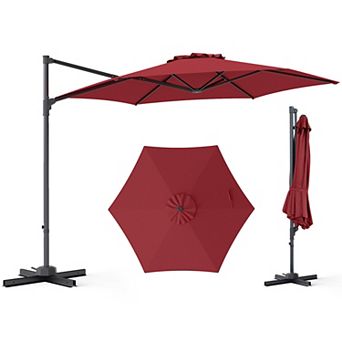 10ft Hanging Cantilever Patio Umbrella with with 360° Rotation& Air Vent, Outdoor Sun Shade