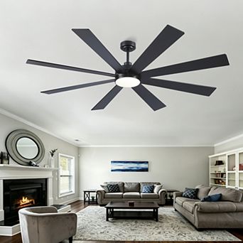 72" 8 Blades Large Ceiling Fan with Light,6 Speeds,3 Color Dimmable,Reversible Motor for Living Room