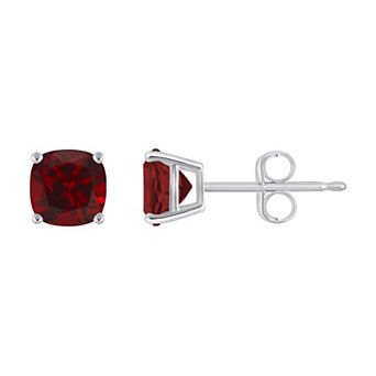 Celebration Gems Sterling Silver Cushion Gemstone Stud Earrings