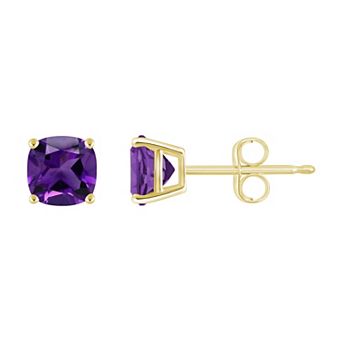 Celebration Gems 14k Gold Cushion Cut Gemstone Stud Earrings