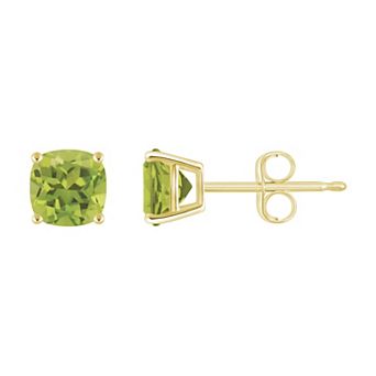 Celebration Gems 14k Gold Cushion Cut Gemstone Stud Earrings