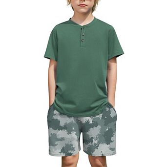 Arshiner Boys Summer Clothing Sets Button Short Sleeve T-Shirt And Shorts Casual Outfits