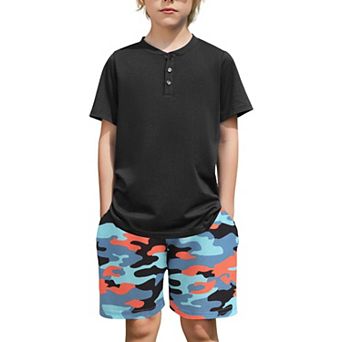 Arshiner Boys Summer Clothing Sets Button Short Sleeve T-Shirt And Shorts Casual Outfits