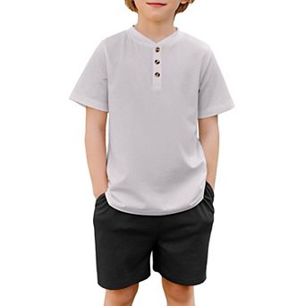Arshiner Boys Summer Clothing Sets Button Short Sleeve T-Shirt And Shorts Casual Outfits