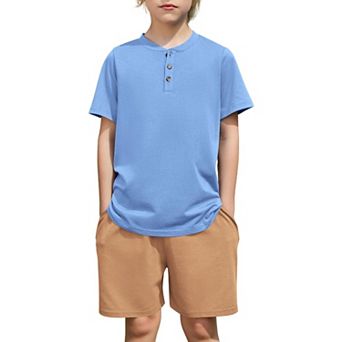Arshiner Boys Summer Clothing Sets Button Short Sleeve T-Shirt And Shorts Casual Outfits