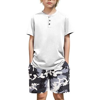 Arshiner Boys Summer Clothing Sets Button Short Sleeve T-Shirt And Shorts Casual Outfits