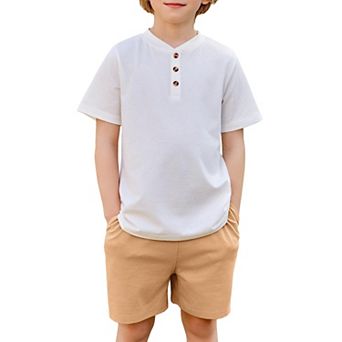 Arshiner Boys Summer Clothing Sets Button Short Sleeve T-Shirt And Shorts Casual Outfits