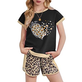 Arshiner Girls Short Sets Piece Summer Outfits Block Short Sleeve Shirts And Casual Shorts Set