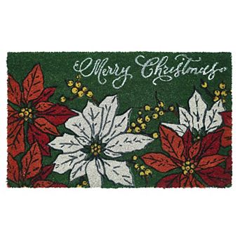 VCNY Home Merry Christmas Poinsettia Outdoor Coir Doormat