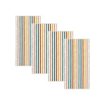 Madelinen® Cotton Velour Striped 4-Pack Beach Towel Set