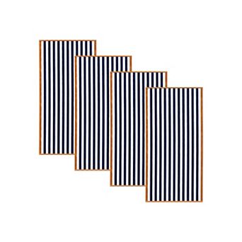 Madelinen® Cotton Velour Striped 4-Pack Beach Towel Set