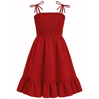 Arshiner Girls Party Dress Midi Cami High Waist Casual Dresses With Pockets Cute Sundress