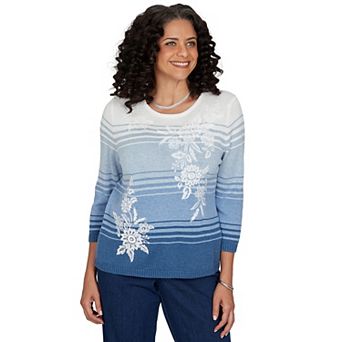 Petite Alfred Dunner Floral Embroidered Sweater