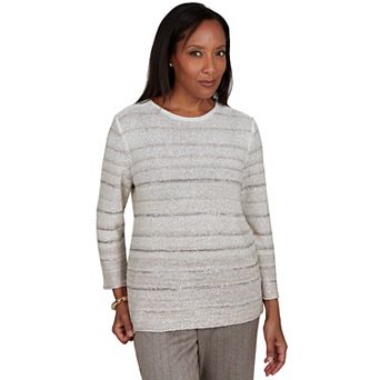 Petite Alfred Dunner Ombre Sequin Biadere Sweater