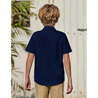 Arshiner Boys Short Sleeve Dress Shirts Button Down Shirts Summer Formal Uniform Shirt