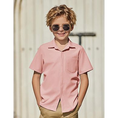 Arshiner Boys Short Sleeve Dress Shirts Button Down Shirts Summer Formal Uniform Shirt