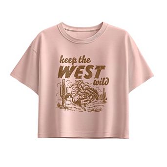 Girls 7-16 "Keep The West Wild" Boxy Tee