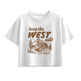 Girls 7-16 "Keep The West Wild" Boxy Tee