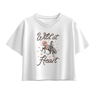 Girls 7-16 “Wild at Heart” Western Rodeo Horse Boxy Tee