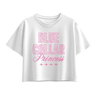 Girls 7-16 "Blue Collar Princess" Camo Boxy Tee