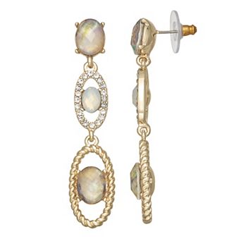 Napier Gold Tone Neutral Palette Crystal Linear Earrings