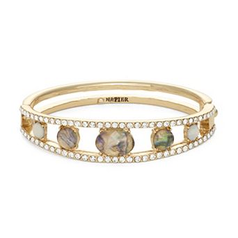Napier Gold Tone Neutral Palette Crystal Bangle Bracelet