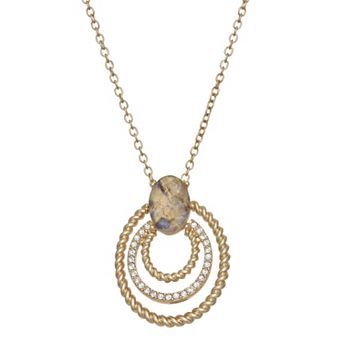 Napier Gold Tone Neutral Palette Crystal Pendant Necklace
