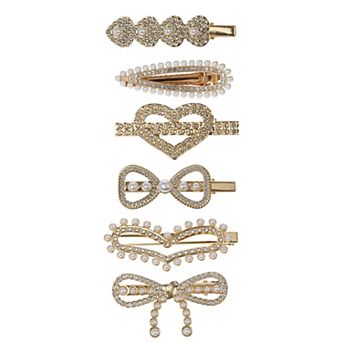 Elli by Capelli 6 pc Simulated Pearl Hair Clip Set
