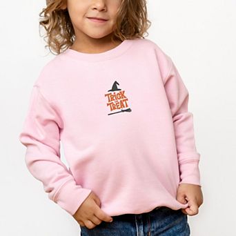 Embroidered Broom Trick or Treat - Toddler Graphic Sweatshirt