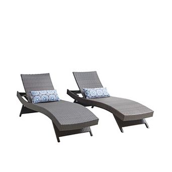 Patio Wicker Chaise Lounge Chair with 5-Ajustable Backrest and Pillow