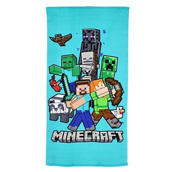 Textiel Trade Boy's Minecraft Creeper Steve and Alex Beach Towel