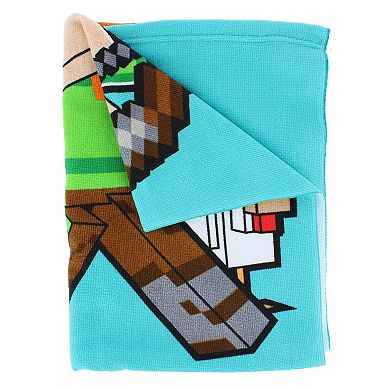 Textiel Trade Boy's Minecraft Creeper Steve and Alex Beach Towel