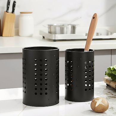 Stainless Steel Kitchen Utensils Holder Set 2 Pack Farmhouse Organizer