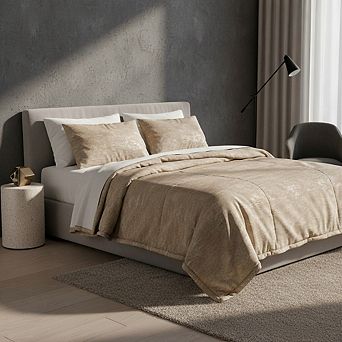 Soft Metallic Textured Full/Queen Comforter Set with Shams - 100% Polyester
