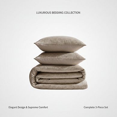 Soft Metallic Textured Full/Queen Comforter Set with Shams - 100% Polyester