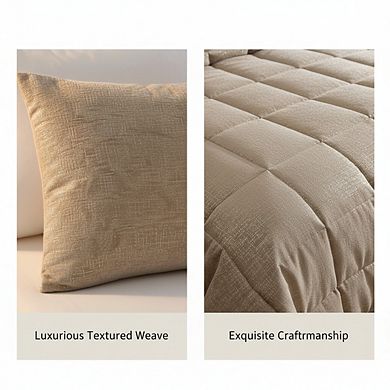 Soft Metallic Textured Full/Queen Comforter Set with Shams - 100% Polyester