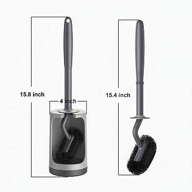KAUFLY Curved Toilet Brush Set-Deep Cleaning Compact Scrubber for Small Bathrooms