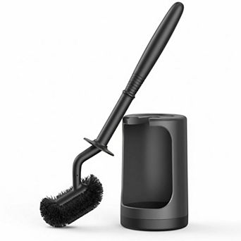 KAUFLY Curved Toilet Brush Set-Deep Cleaning Compact Scrubber for Small Bathrooms