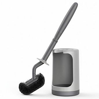 KAUFLY Curved Toilet Brush Set-Deep Cleaning Compact Scrubber for Small Bathrooms