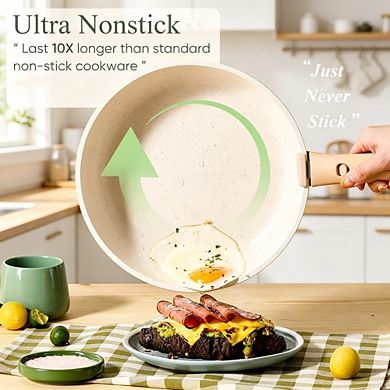 MOEPLSYGreen Nonstick Cookware Set 19-piece induction-ready set with detachable handles, oven safe