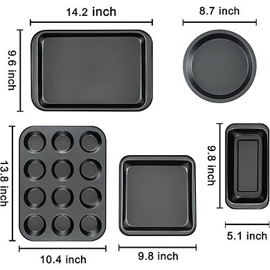5-Piece Nonstick Bakeware Set, Cake, Muffin, Loaf & Roast Pans