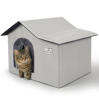 Foldable Outdoor & Indoor Cat Cooling House with Cooling Mat, Grey, Small