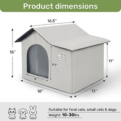 Foldable Outdoor & Indoor Cat Cooling House with Cooling Mat, Grey, Small