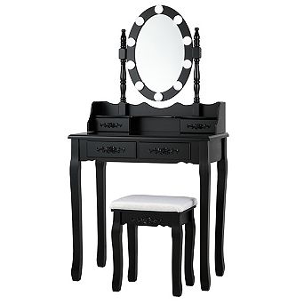 Costway Vanity Dressing Table 10 Dimmable Bulbs Touch Switch
