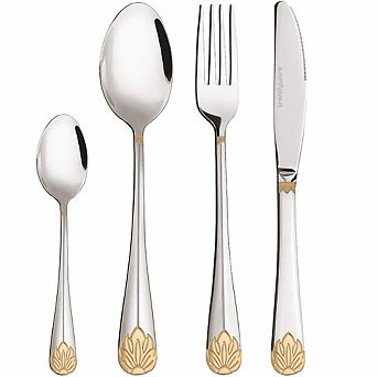 Limited Edition 24 pc Silverware Set with Gold Accents, Flatware Service for 6