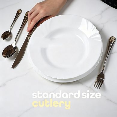 Limited Edition 24-Piece Silverware Set with Gold Accents, Flatware Service for 6
