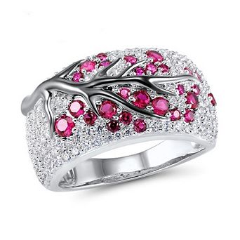 Fashion Shiny Tree Branch Ring of Colorful Crystal Zircon Branch Ring