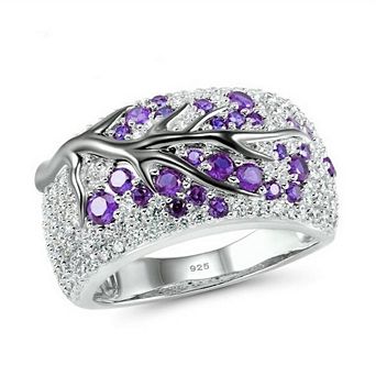 Fashion Shiny Tree Branch Ring of Colorful Crystal Zircon Branch Ring