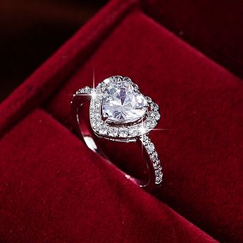 Delicate Heart Love Rings for Women Romantic Proposal Jewelry