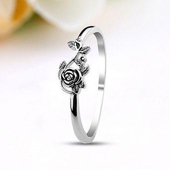 Exquisite Jewelry Ring Love Rings Vintage Rose Flower Leaf Finger Ring